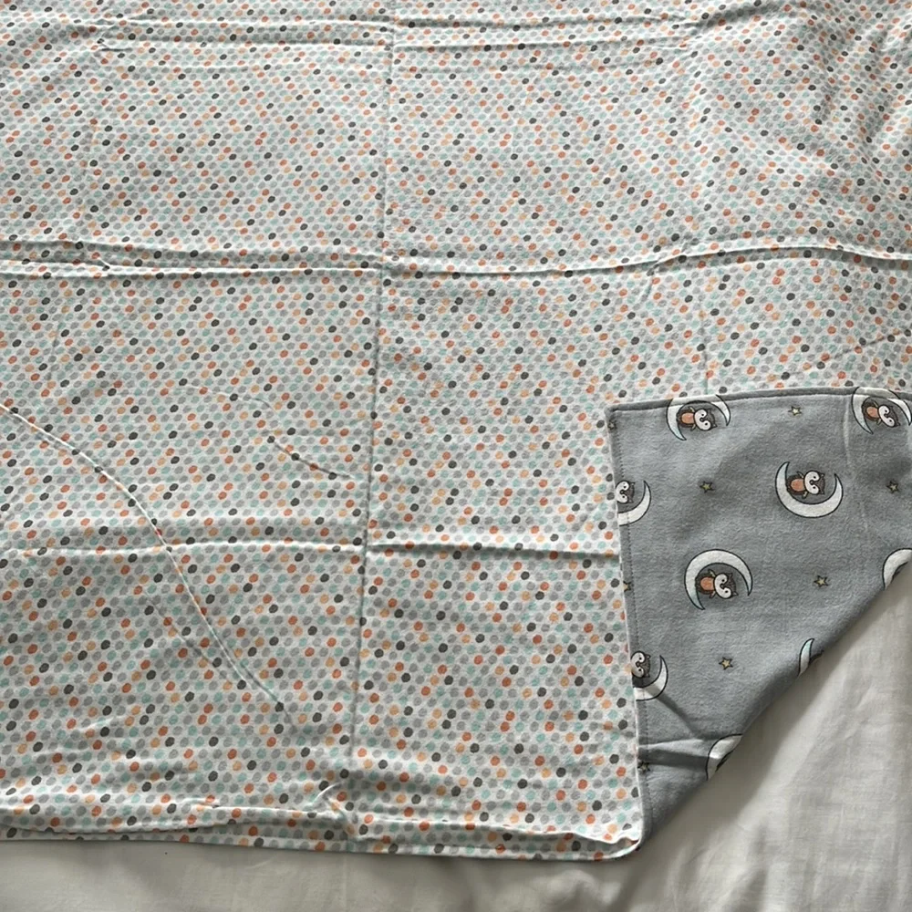 Gray owl baby flannel receiving blanket - Picture 8 of 8